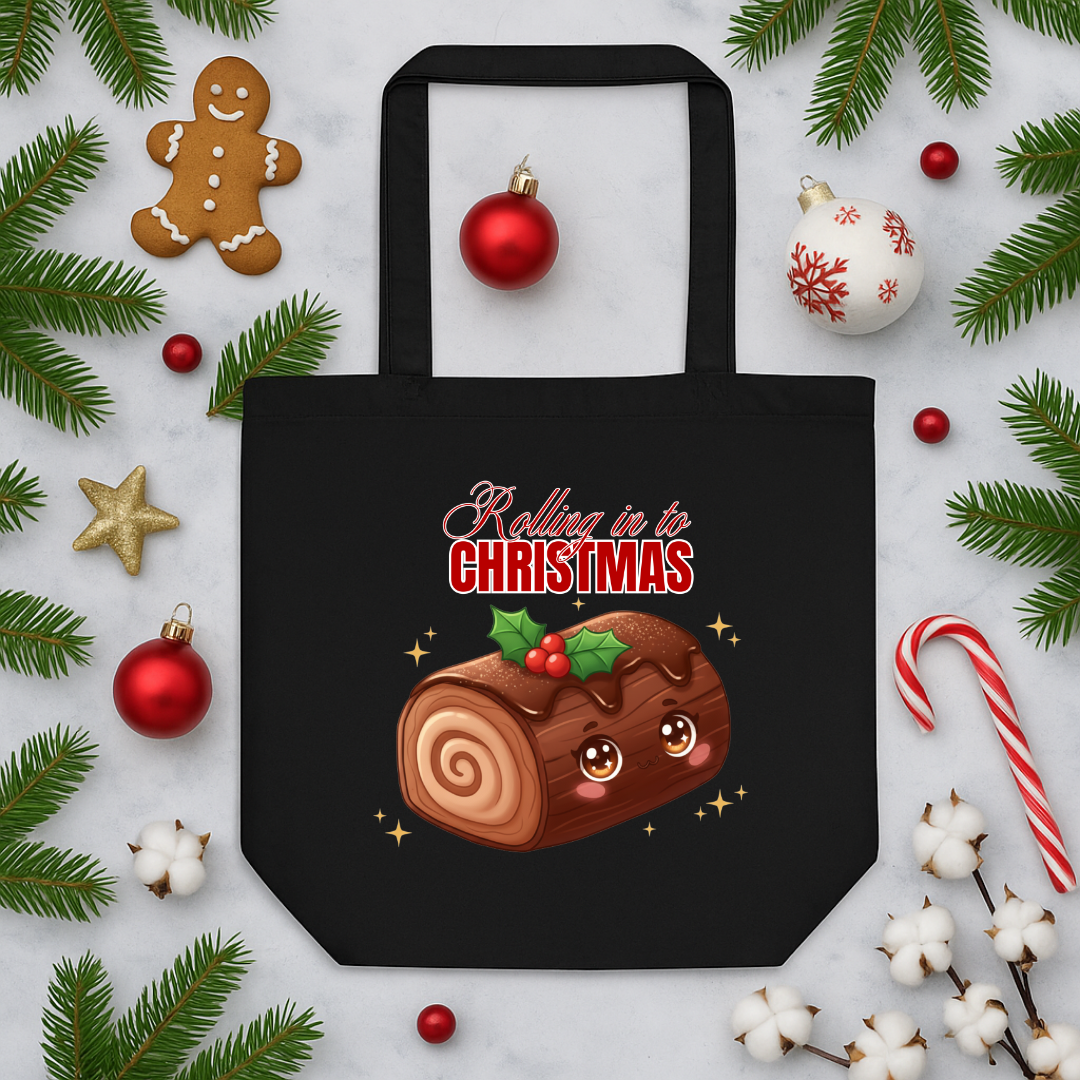 &quot;Rolling in to Christmas&quot;- Black | Eco Tote Bag