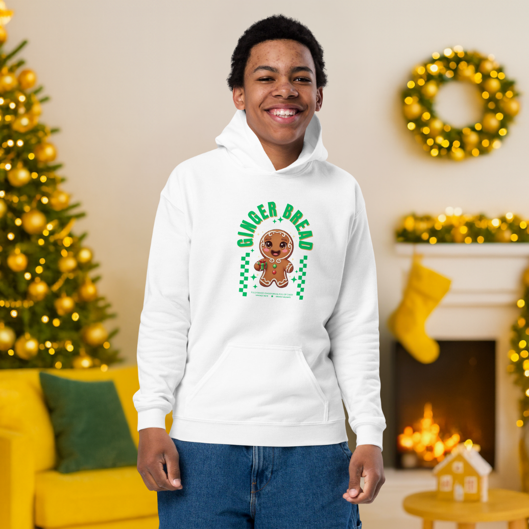 Gingerbread Joy– Green | Youth Hoodie