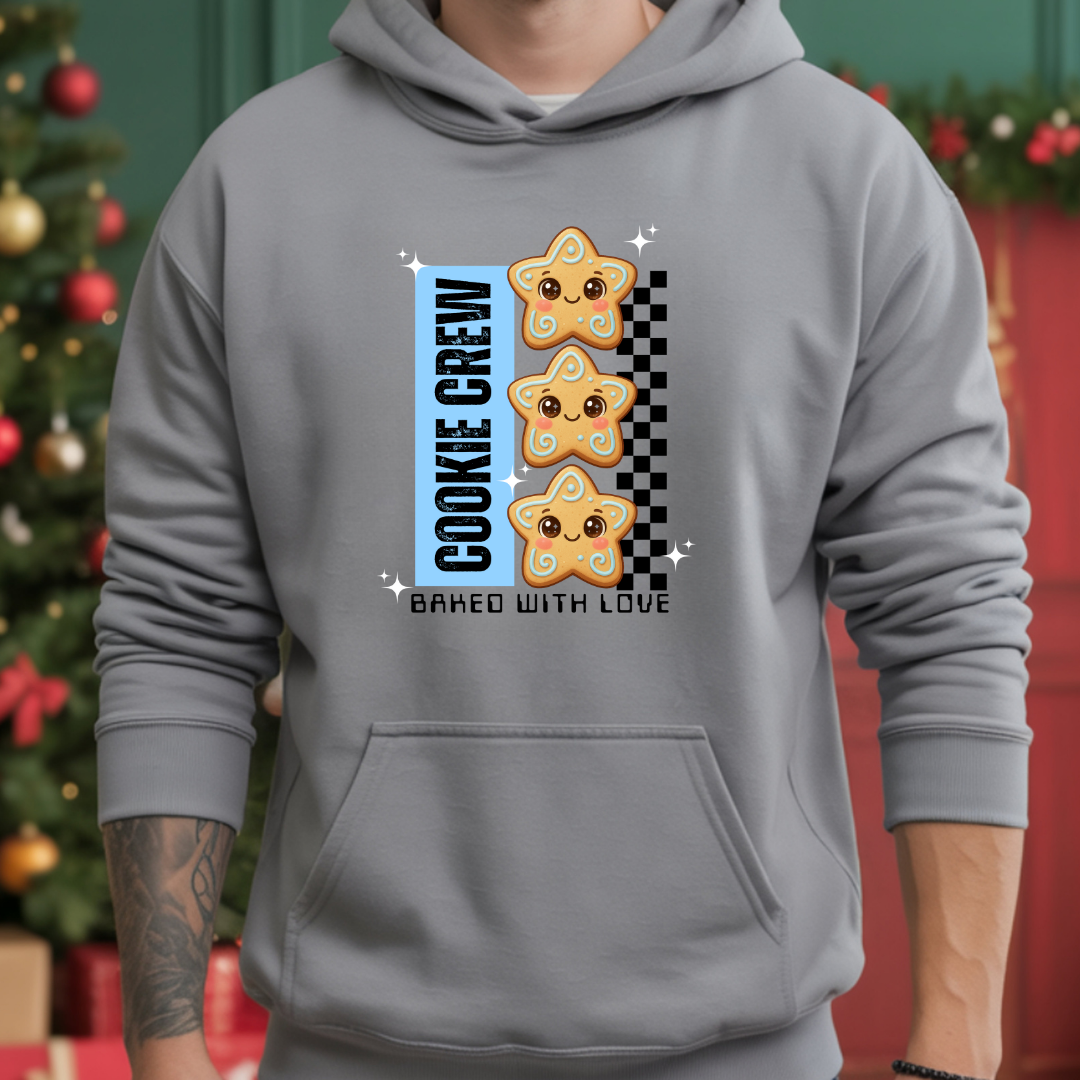 &quot;Cookie Crew, Baked With Love&quot;- Blue in Black | Youth Hoodie