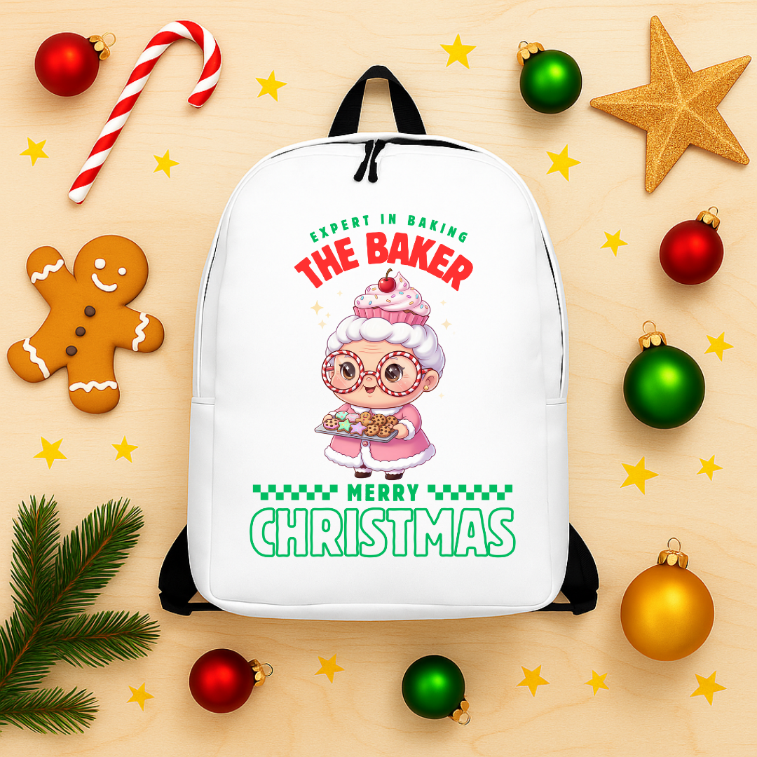 Expert in Baking: The Grandma Baker- Green and Red | Minimalist Backpack | – RB Designa Co