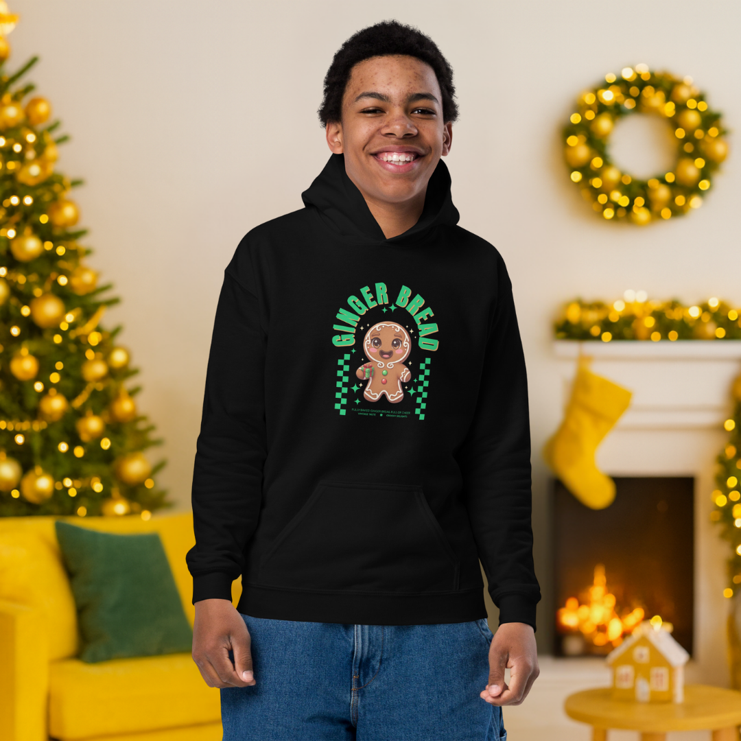 Gingerbread Joy– Green | Youth Hoodie