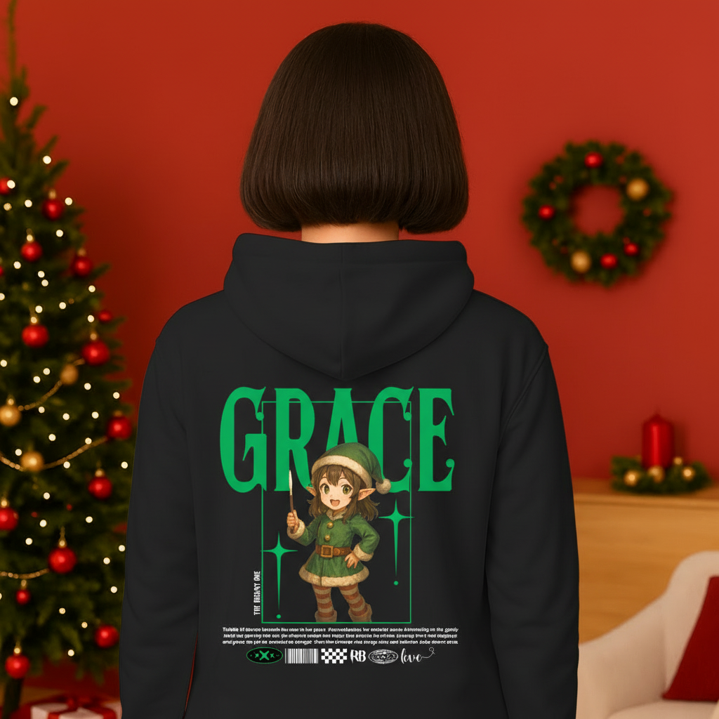 &quot;Grace&quot;- Black | Youth Hoodie