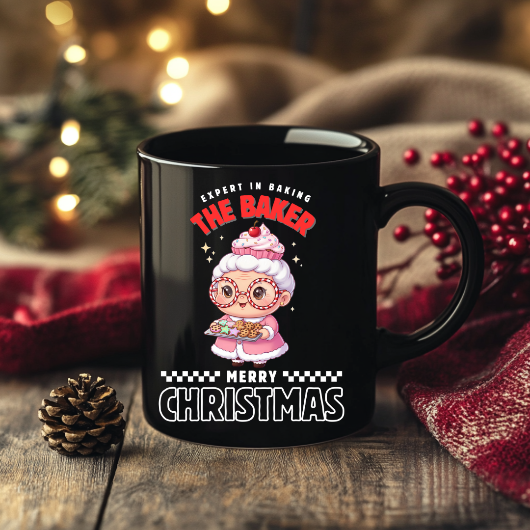 Expert in Baking: The Grandma Baker- White and Red | Black Glossy Mug