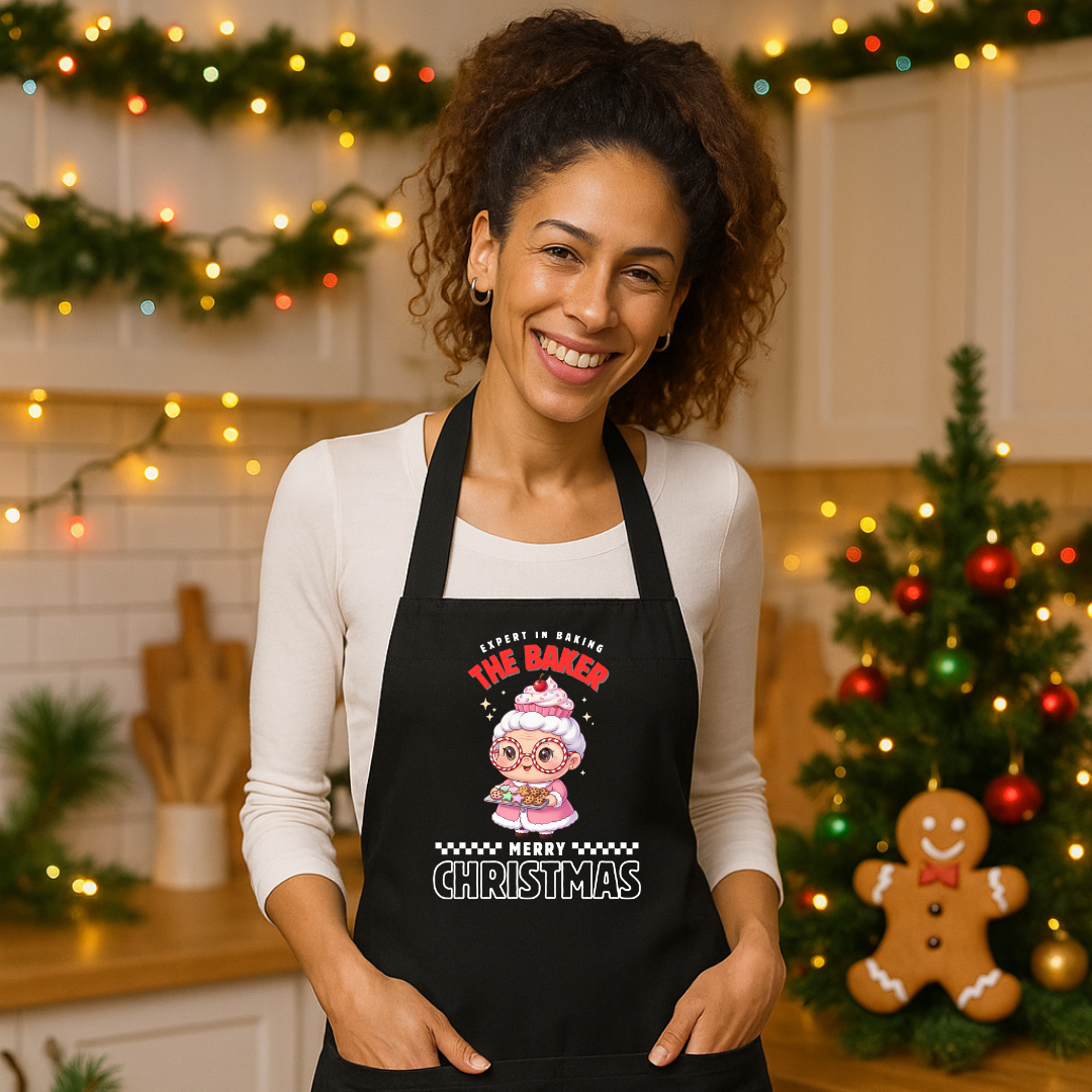 Expert in Baking: The Grandma Baker- White and Red | Organic cotton apron