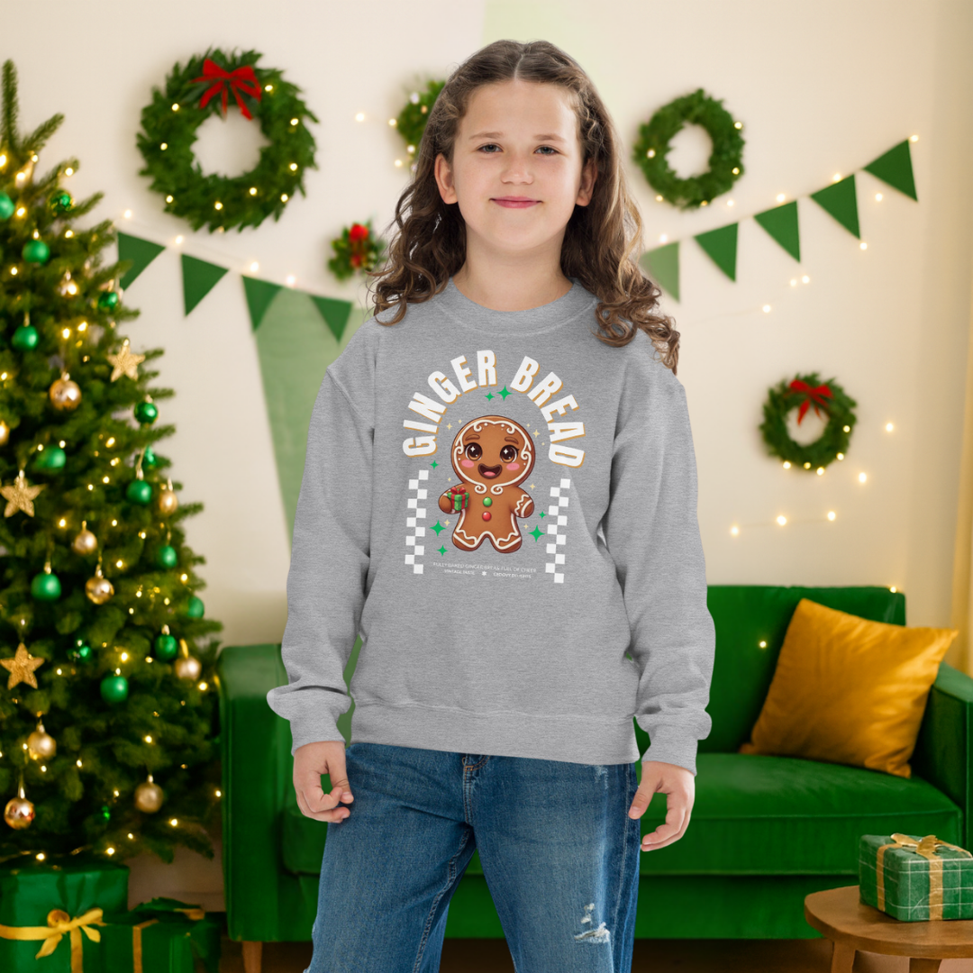 Gingerbread Joy – White | Youth Sweatshirt