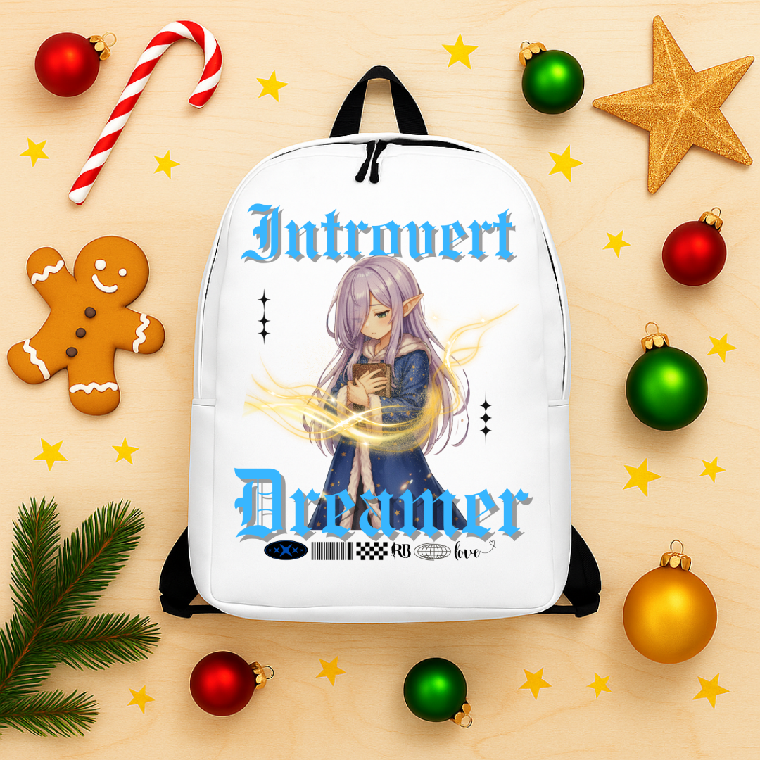 &quot;Introvert Dreamer&quot;-  Black | Minimalist Backpack