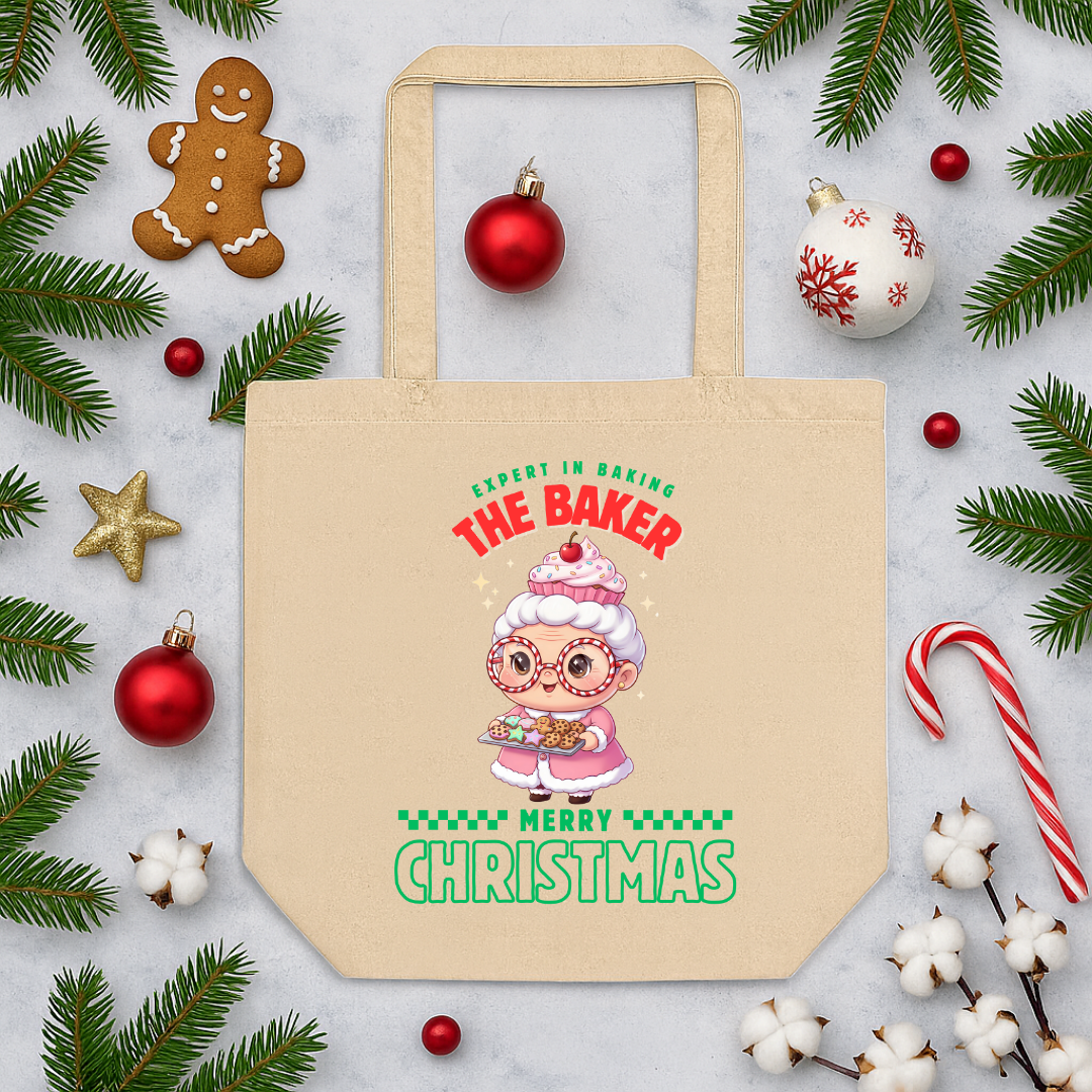 Expert in Baking: The Grandma Baker- Green and Red | Eco Tote Bag