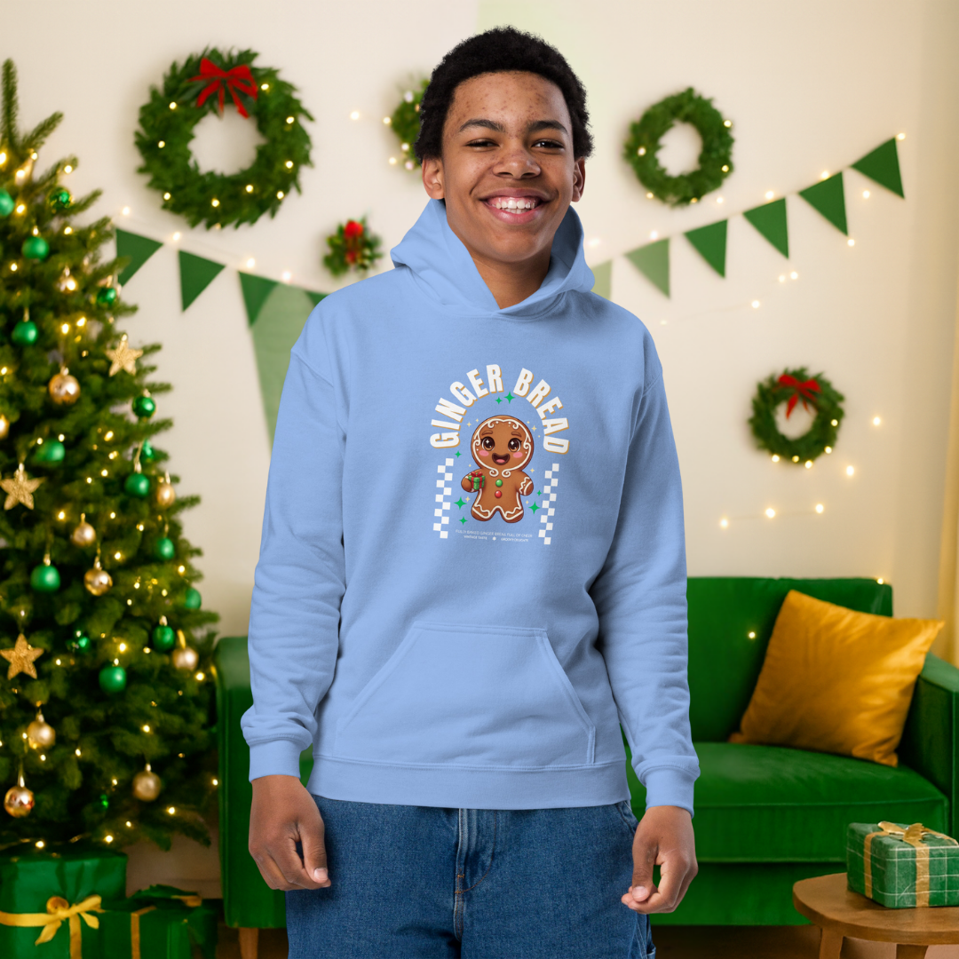 Gingerbread Joy– White | Youth Hoodie