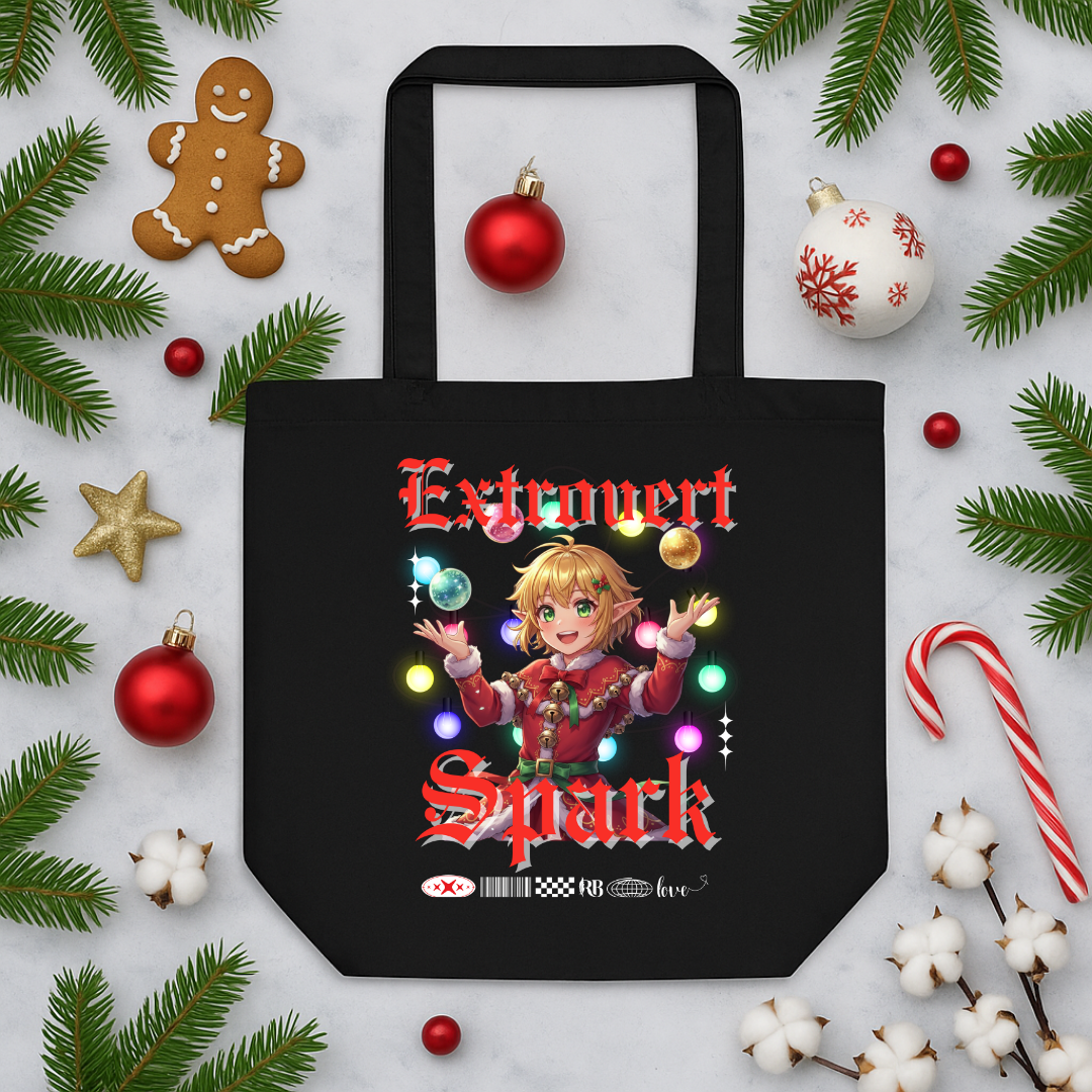 "Extrovert Spark"- White | Eco Tote Bag