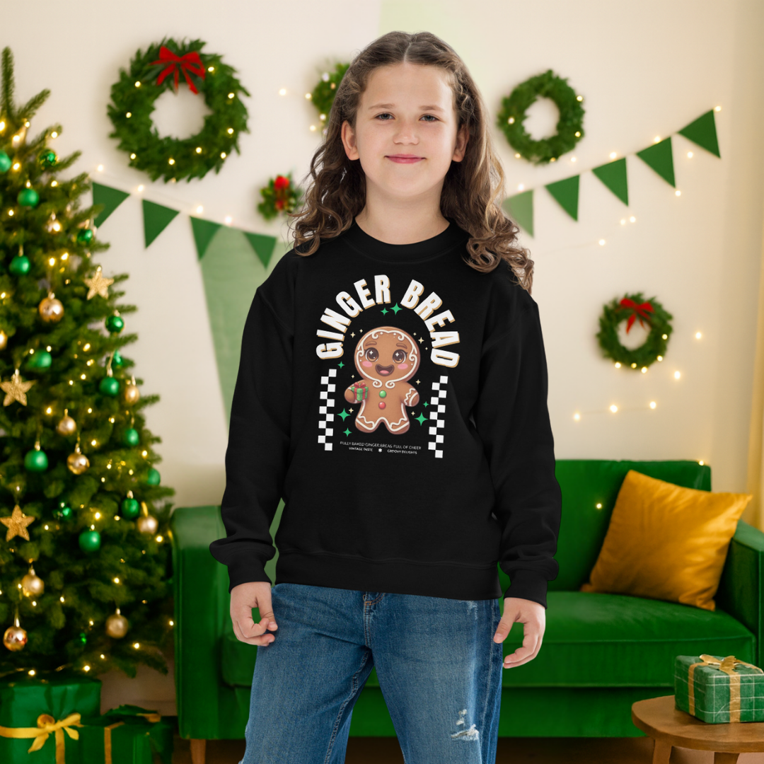 Gingerbread Joy – White | Youth Sweatshirt