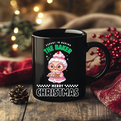Expert in Baking: The Grandma Baker- White and Green | Black Glossy Mug