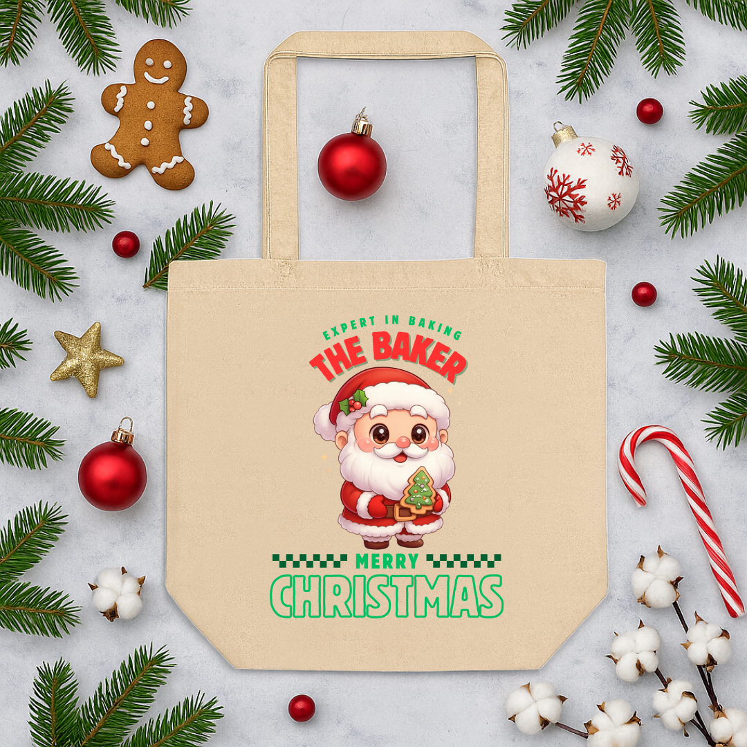 Expert in Baking: The Santa Baker- Green and Red | Eco Tote Bag