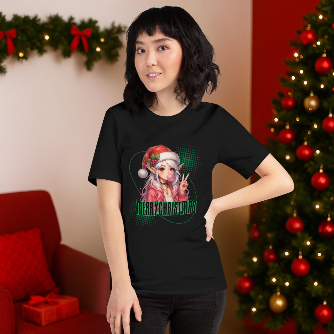 "Merry Christmas" Pretty Elf- White | Adults t-shirt