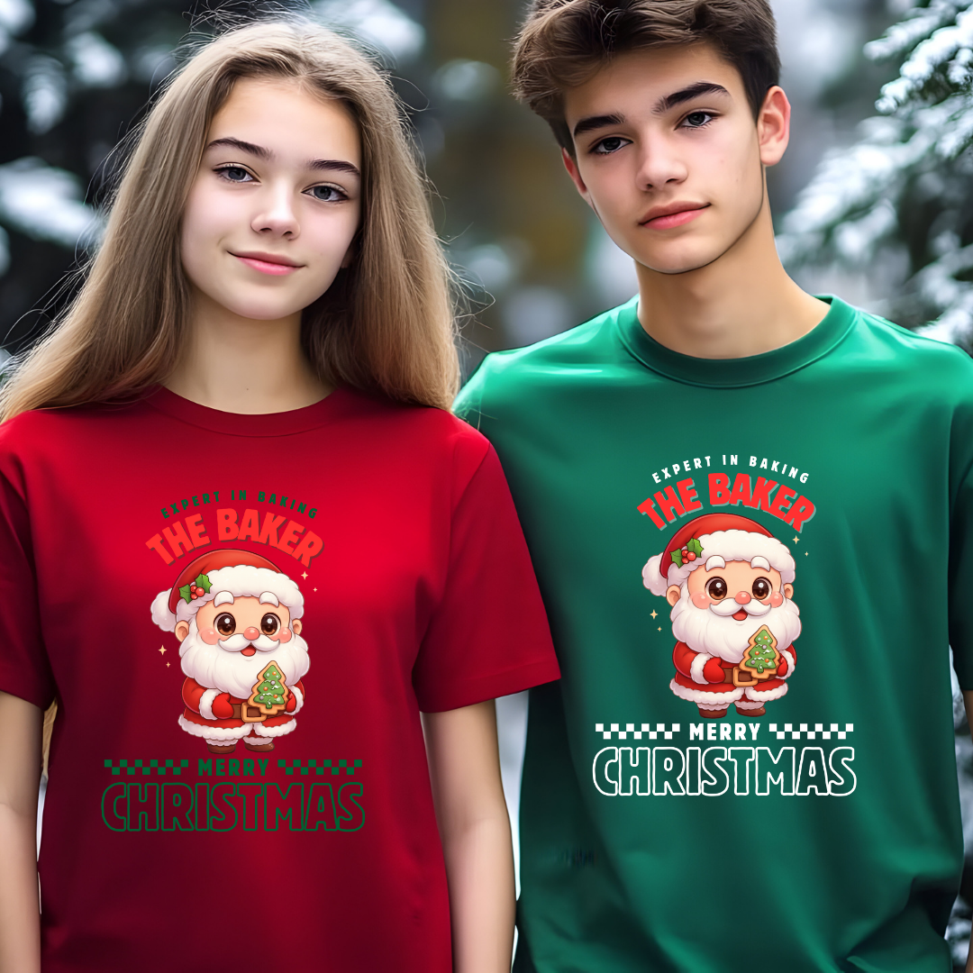 Expert in Baking: The Santa Baker- Green and Red | Youth T-Shirt