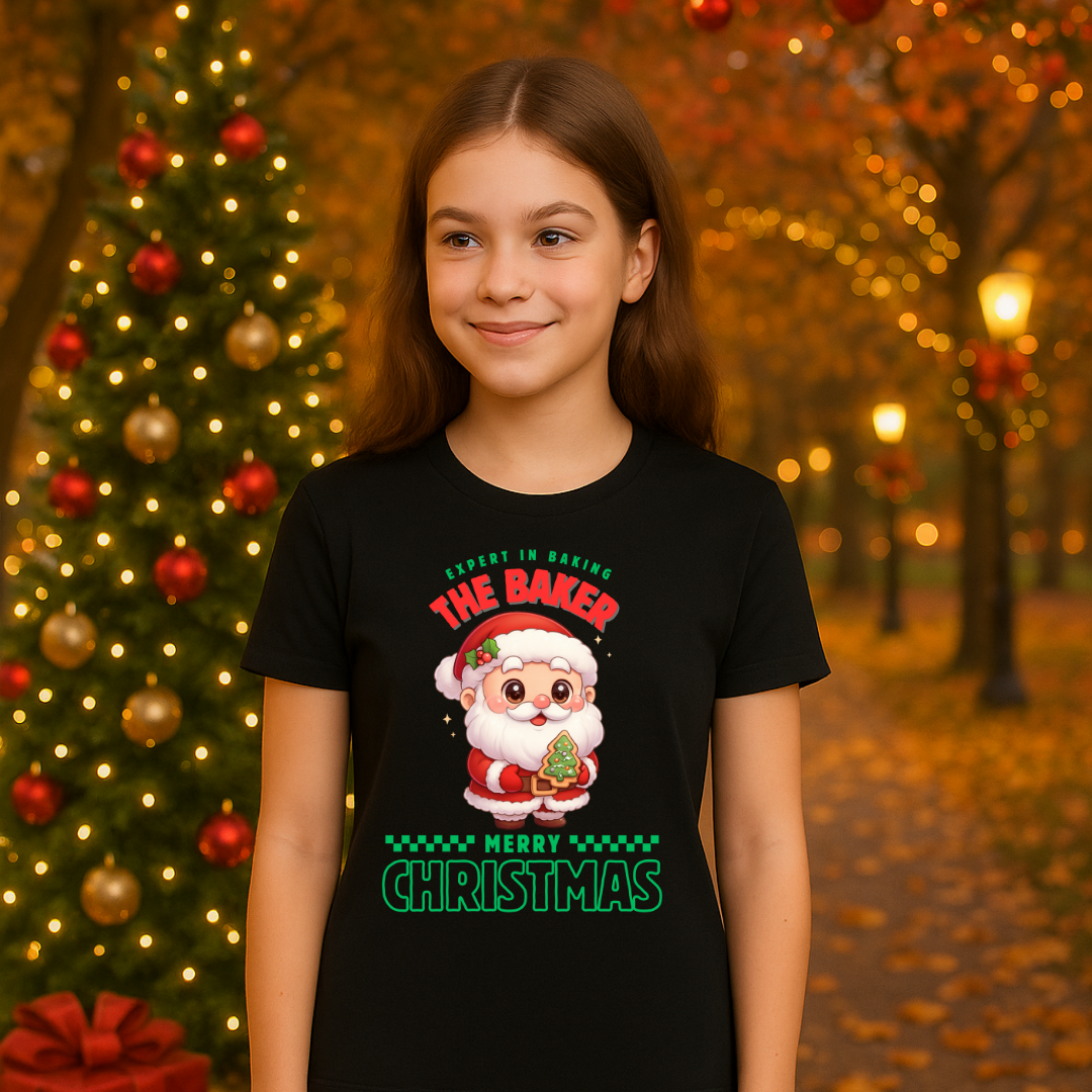 Expert in Baking: The Santa Baker- Green and Red | Youth Short Sleeve T-Shirt | – RB Designa Co