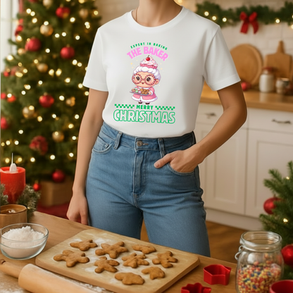 Expert in Baking: The Grandma Baker- Green and Pink  | Adults T-Shirt