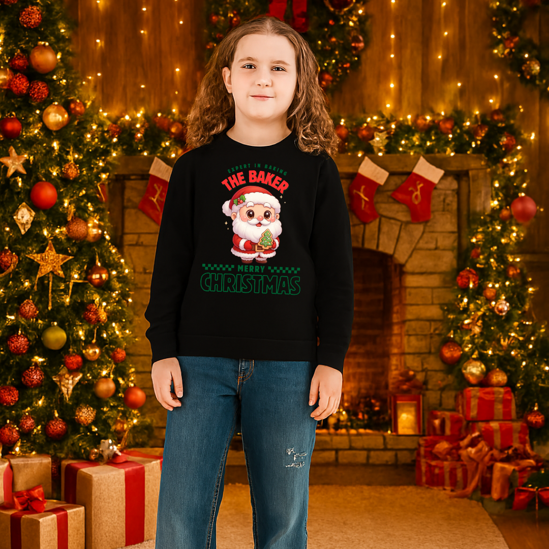 Expert in Baking: The Santa Baker- Green and Red | Youth Sweatshirt