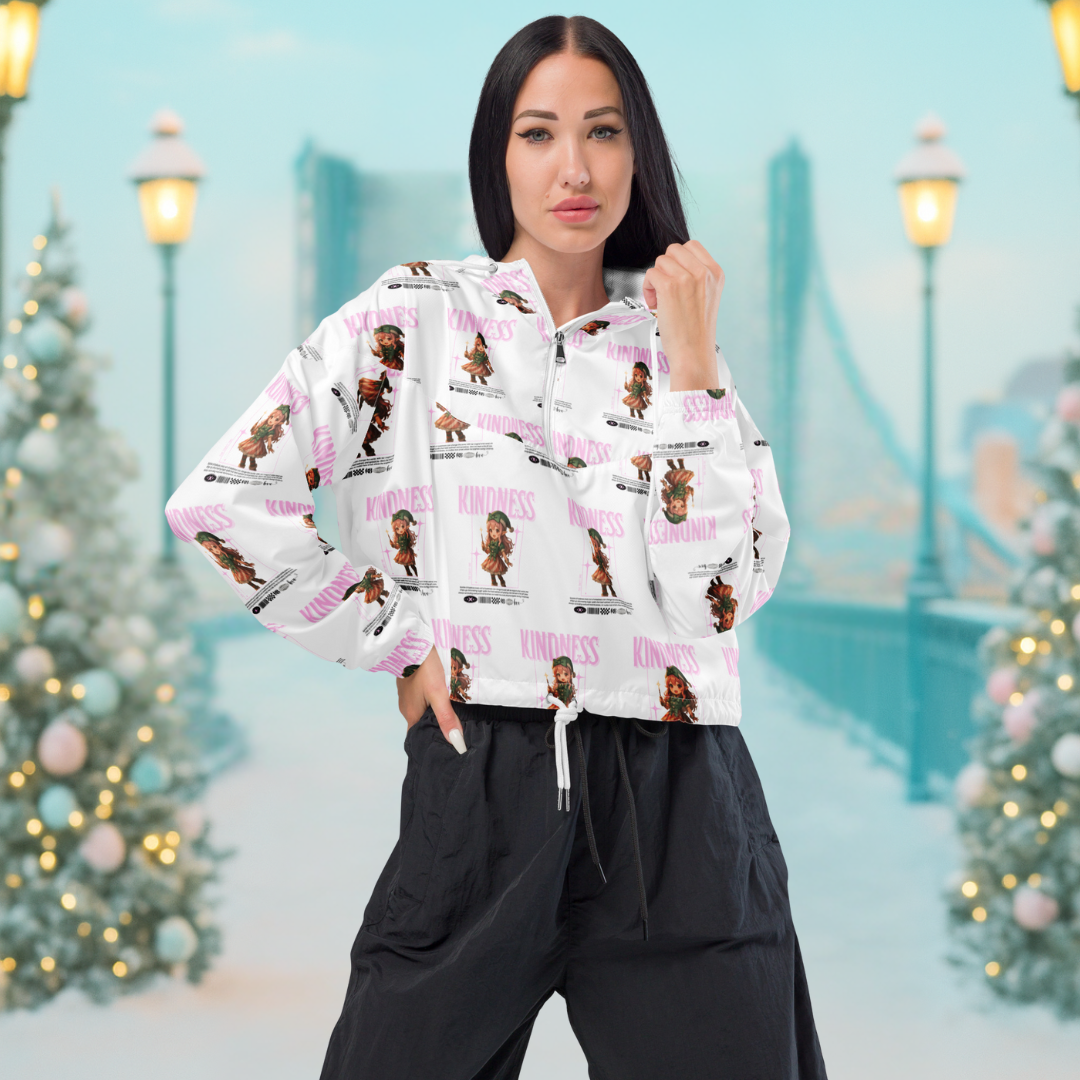 "Kindness"- Black | Women’s cropped windbreaker | – RB Designa Co