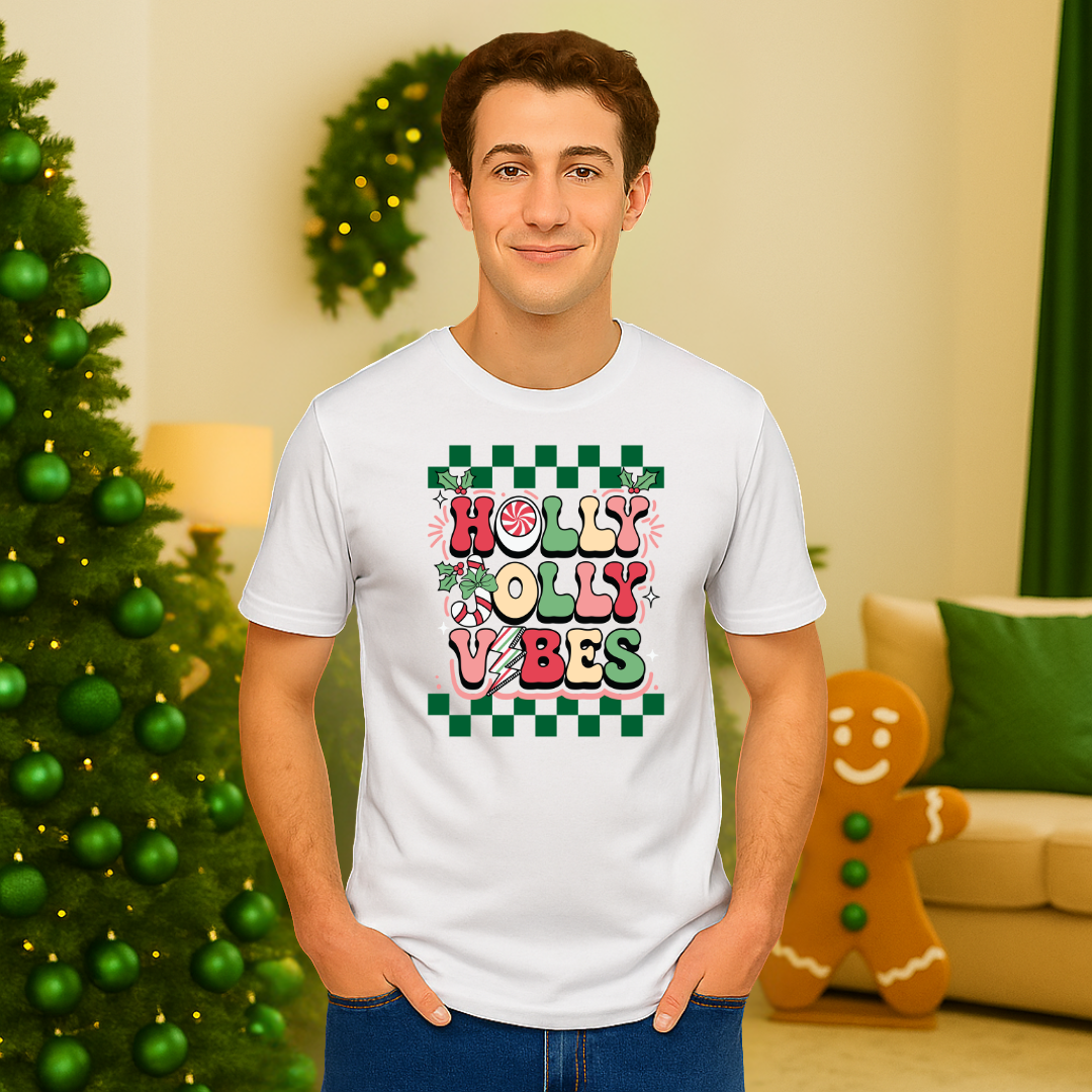 "Holly Jolly Vibes"- Black | Adults t-shirt