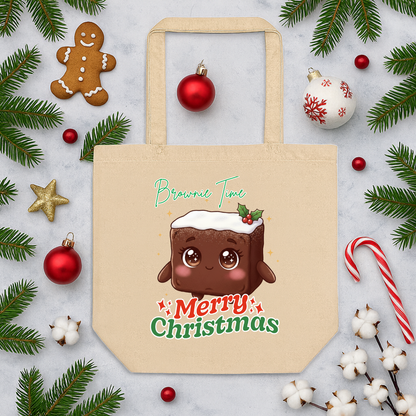 &quot;Brownie Time, Merry Christmas&quot;- White | Eco Tote Bag