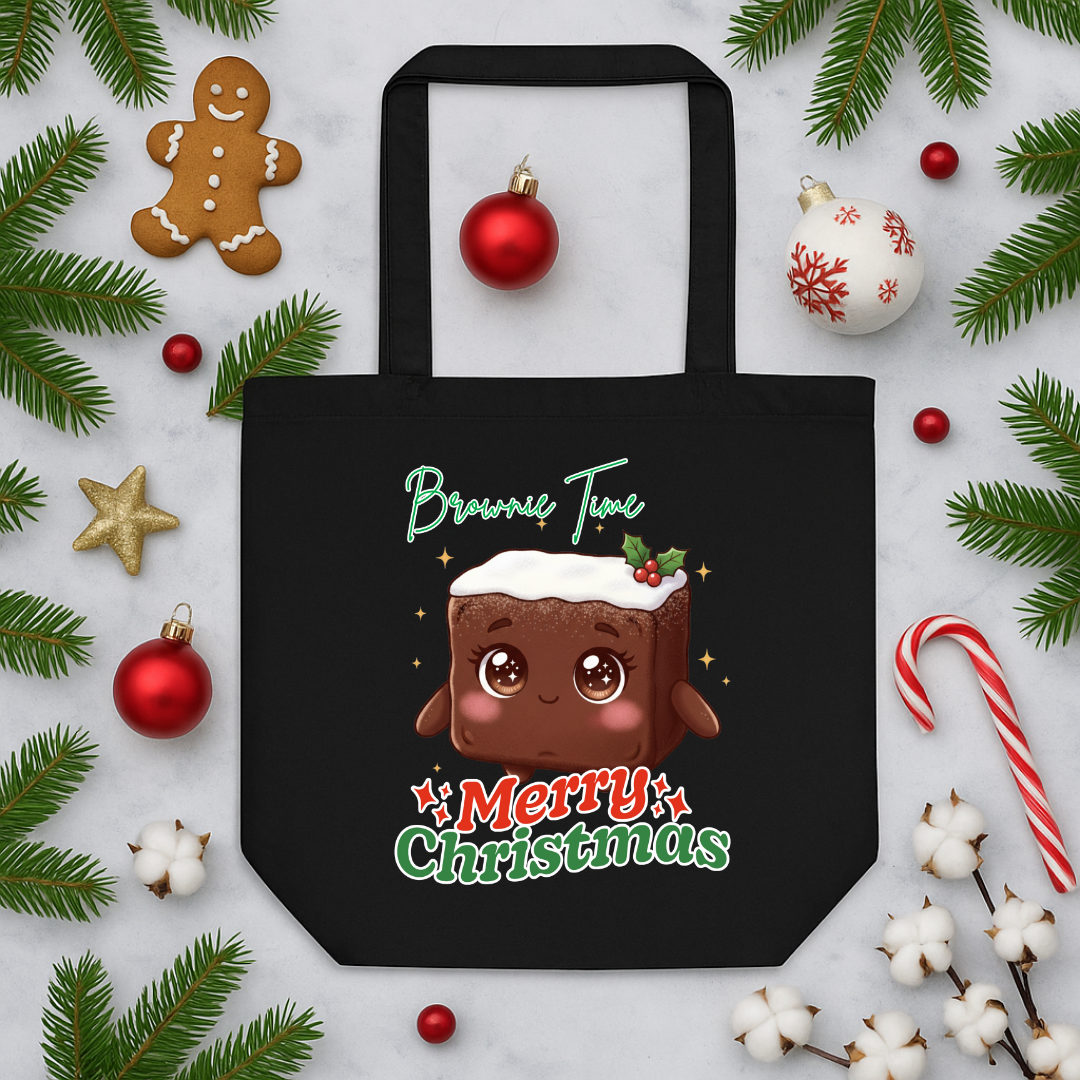 &quot;Brownie Time, Merry Christmas&quot;- White | Eco Tote Bag