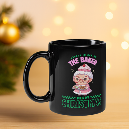 Expert in Baking: The Grandma Baker- White and Green | Black Glossy Mug