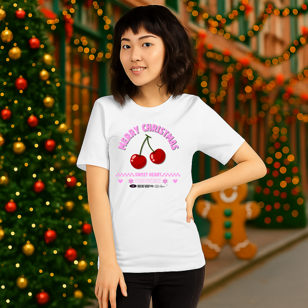 Cherry "Merry Christmas"- Black | Adults t-shirt