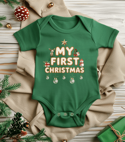 My First Christmas White Kids and Babies Onesie Bodysuit