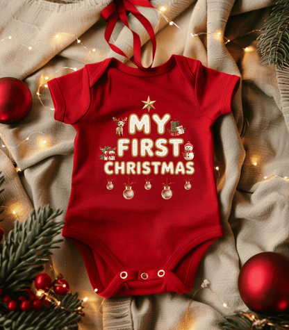My First Christmas White Kids and Babies Onesie Bodysuit