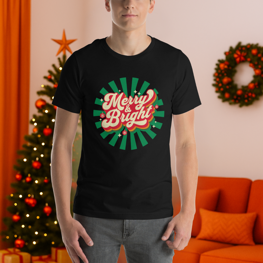 &quot;Merry and Bright&quot;- White | Adults t-shirt
