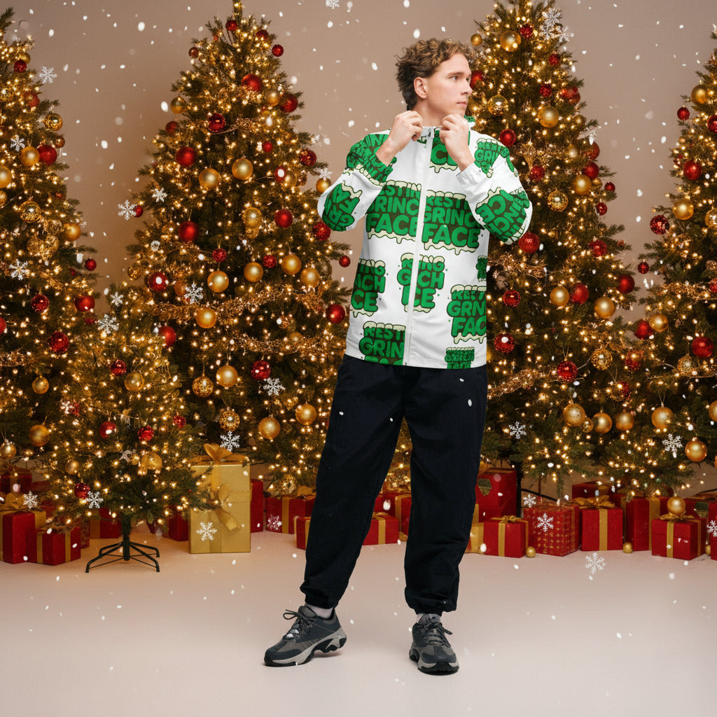 Resting Grinch Face Anti-Christmas / Bah Humbug Windbreaker | – RB Designa Co