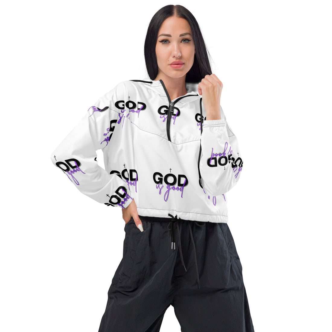 God is good Women’s cropped windbreaker | – RB Designa Co