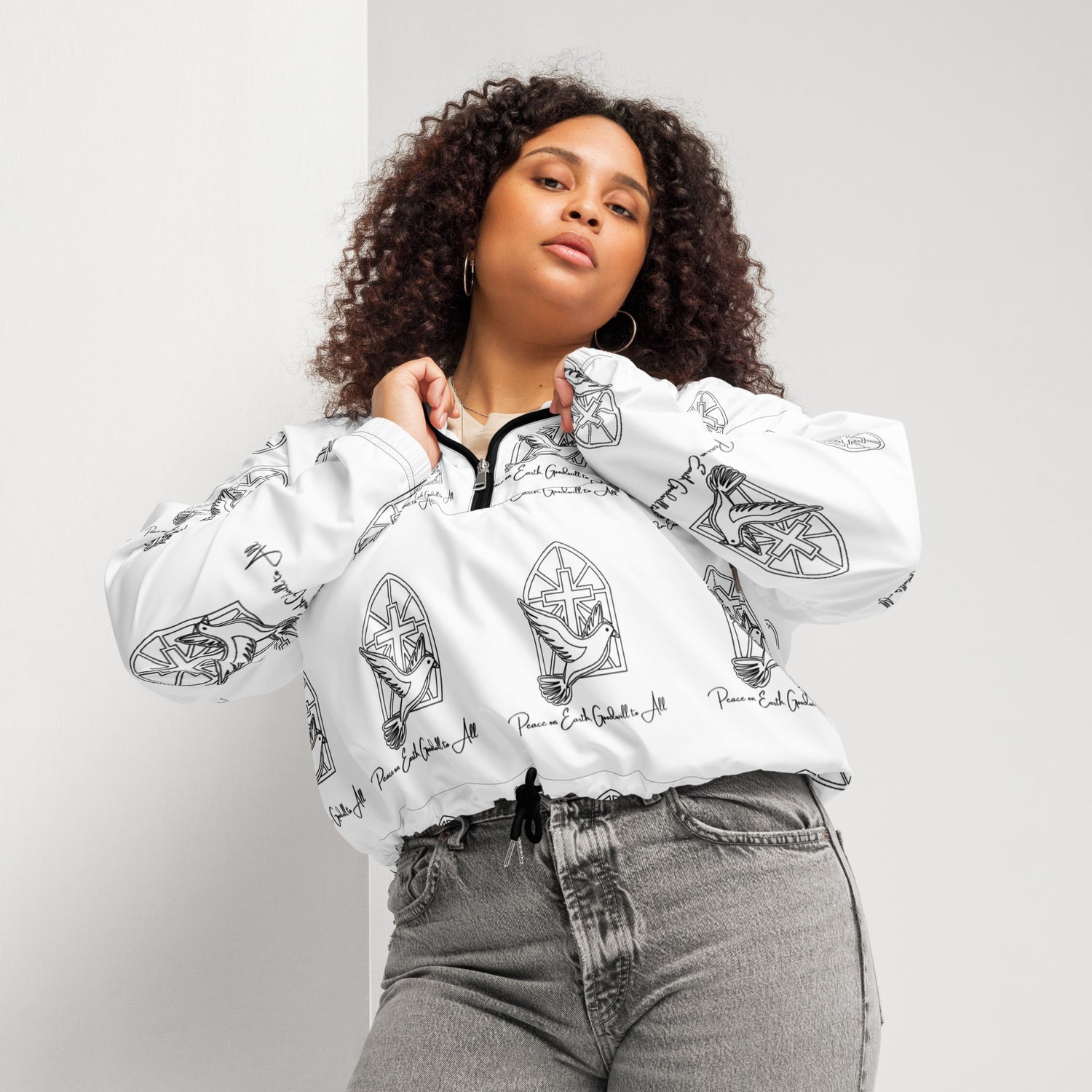 Peace Love God Biblical Cropped Windbreaker | – RB Designa Co