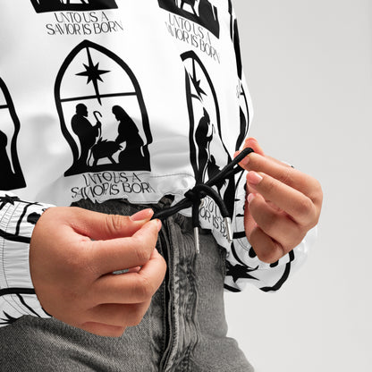 Savior is Born White Biblical Cropped Windbreaker | – RB Designa Co
