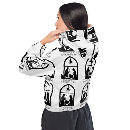 Savior is Born White Biblical Cropped Windbreaker | – RB Designa Co