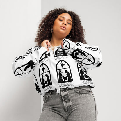 Savior is Born White Biblical Cropped Windbreaker | – RB Designa Co