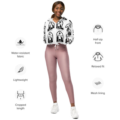 Savior is Born White Biblical Cropped Windbreaker | – RB Designa Co