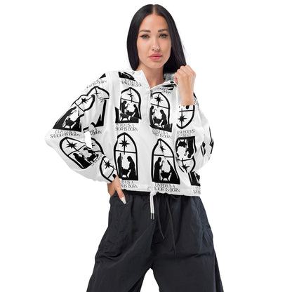 Savior is Born White Biblical Cropped Windbreaker | – RB Designa Co