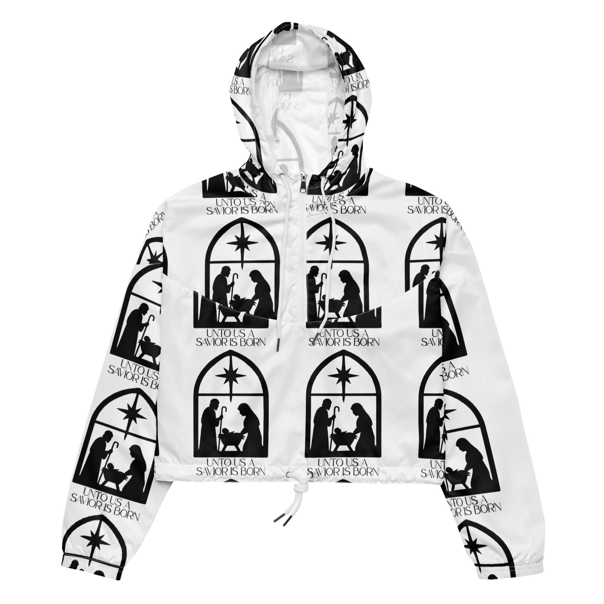 Savior is Born White Biblical Cropped Windbreaker | – RB Designa Co