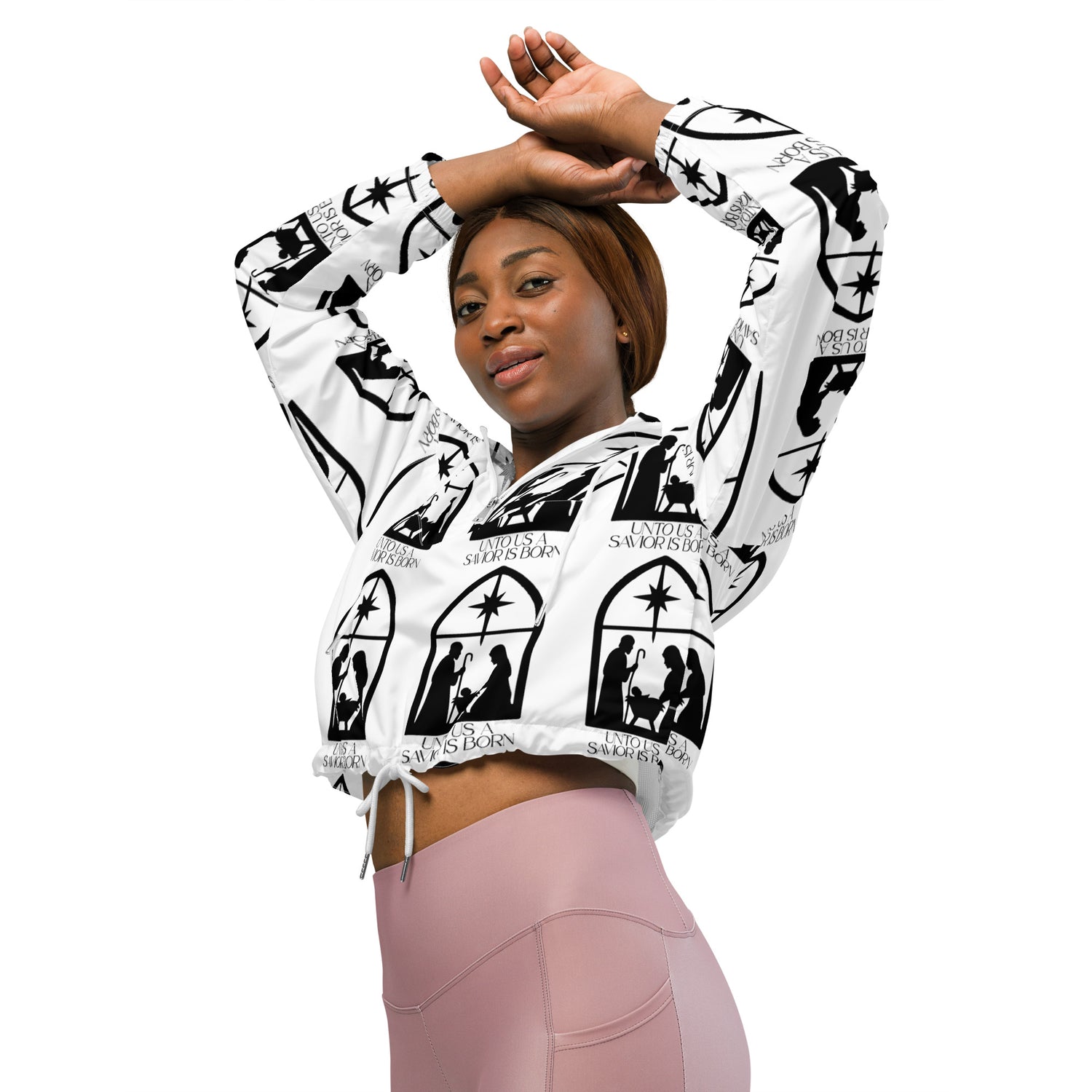 Savior is Born White Biblical Cropped Windbreaker | – RB Designa Co