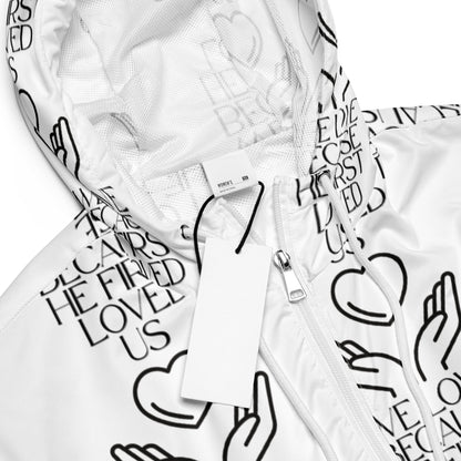 He First Loved Us Biblical Cropped Windbreaker | – RB Designa Co