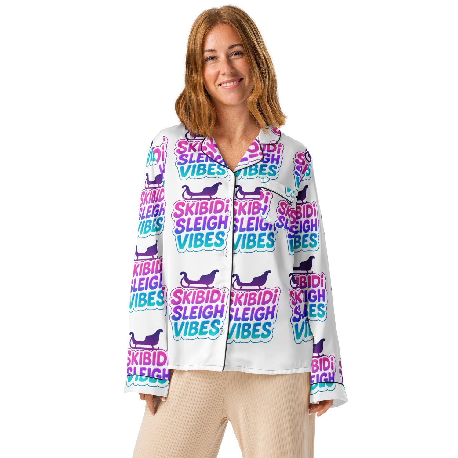 Skibidi Sleigh Teen Long Sleeve Pajama Top | – RB Designa Co