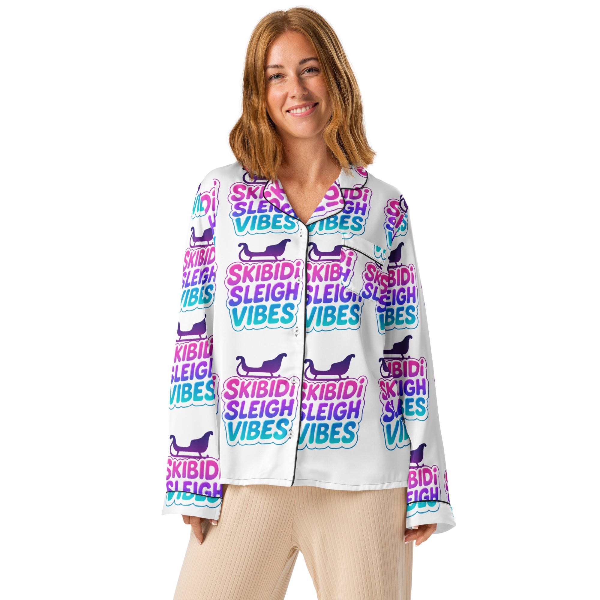 Skibidi Sleigh Teen Long Sleeve Pajama Top | – RB Designa Co