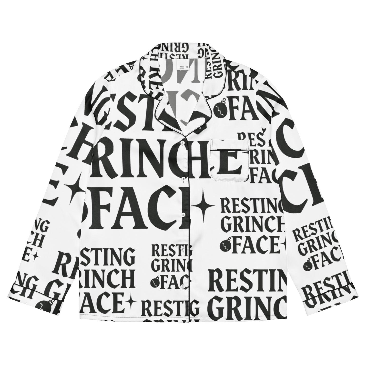 Resting Grinch Face Goth Anti-Christmas / Bah Humbug Long Sleeve Pajama Top | – RB Designa Co