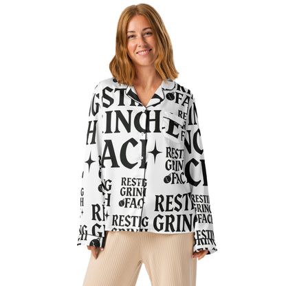 Resting Grinch Face Goth Anti-Christmas / Bah Humbug Long Sleeve Pajama Top | – RB Designa Co