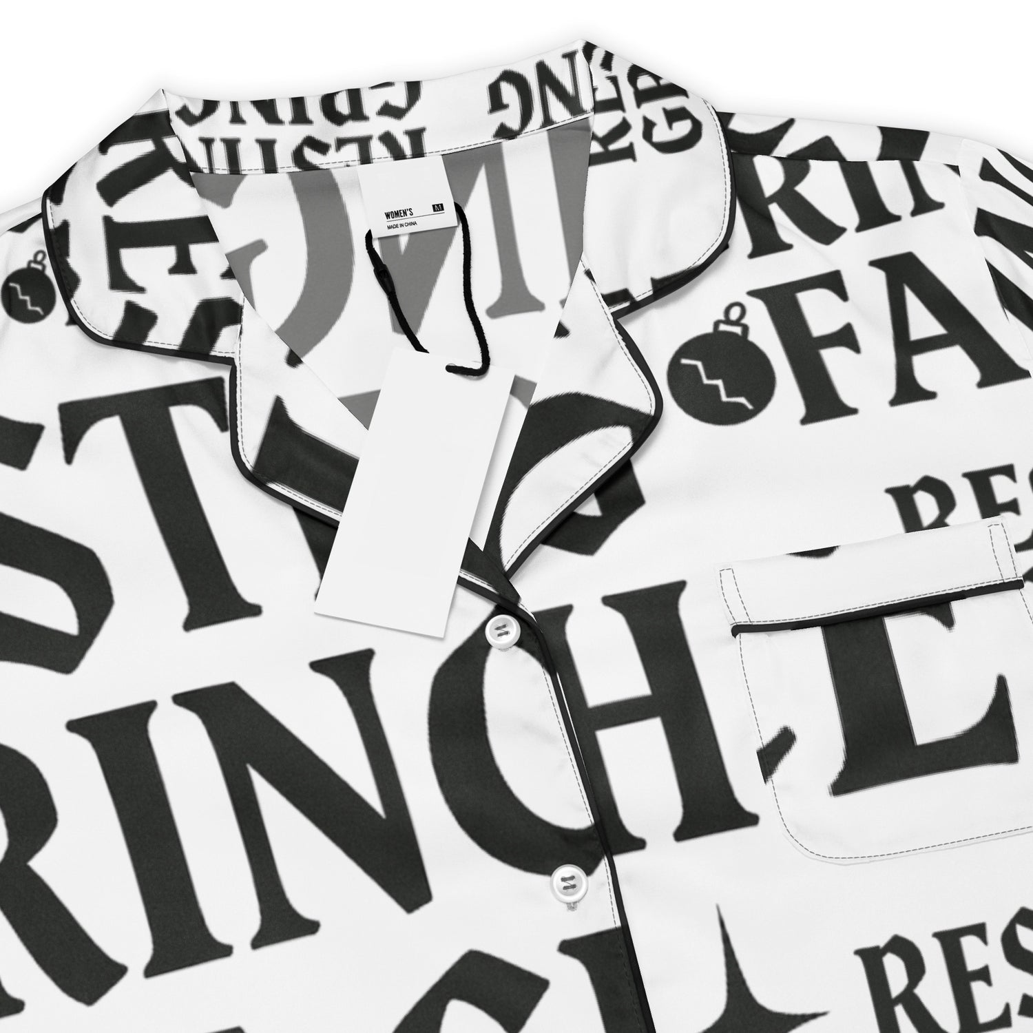 Resting Grinch Face Goth Anti-Christmas / Bah Humbug Long Sleeve Pajama Top | – RB Designa Co