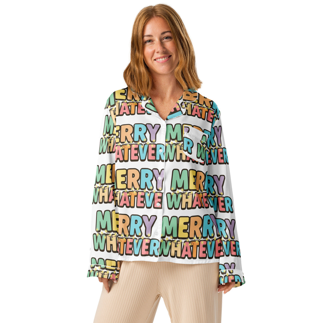 Merry Whatever Teen Long Sleeve Pajama Top | – RB Designa Co