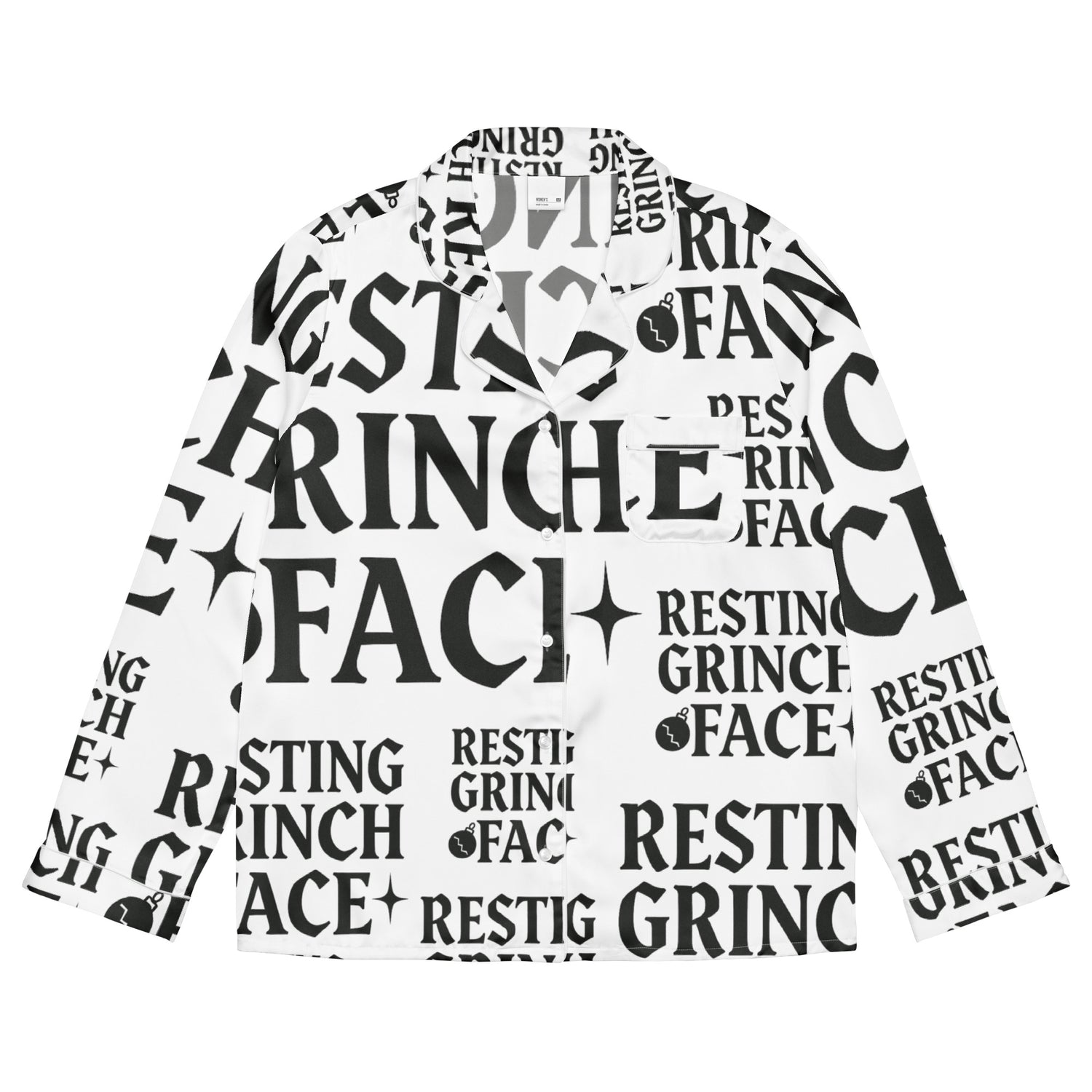 Resting Grinch Face Goth Anti-Christmas / Bah Humbug Long Sleeve Pajama Top | – RB Designa Co