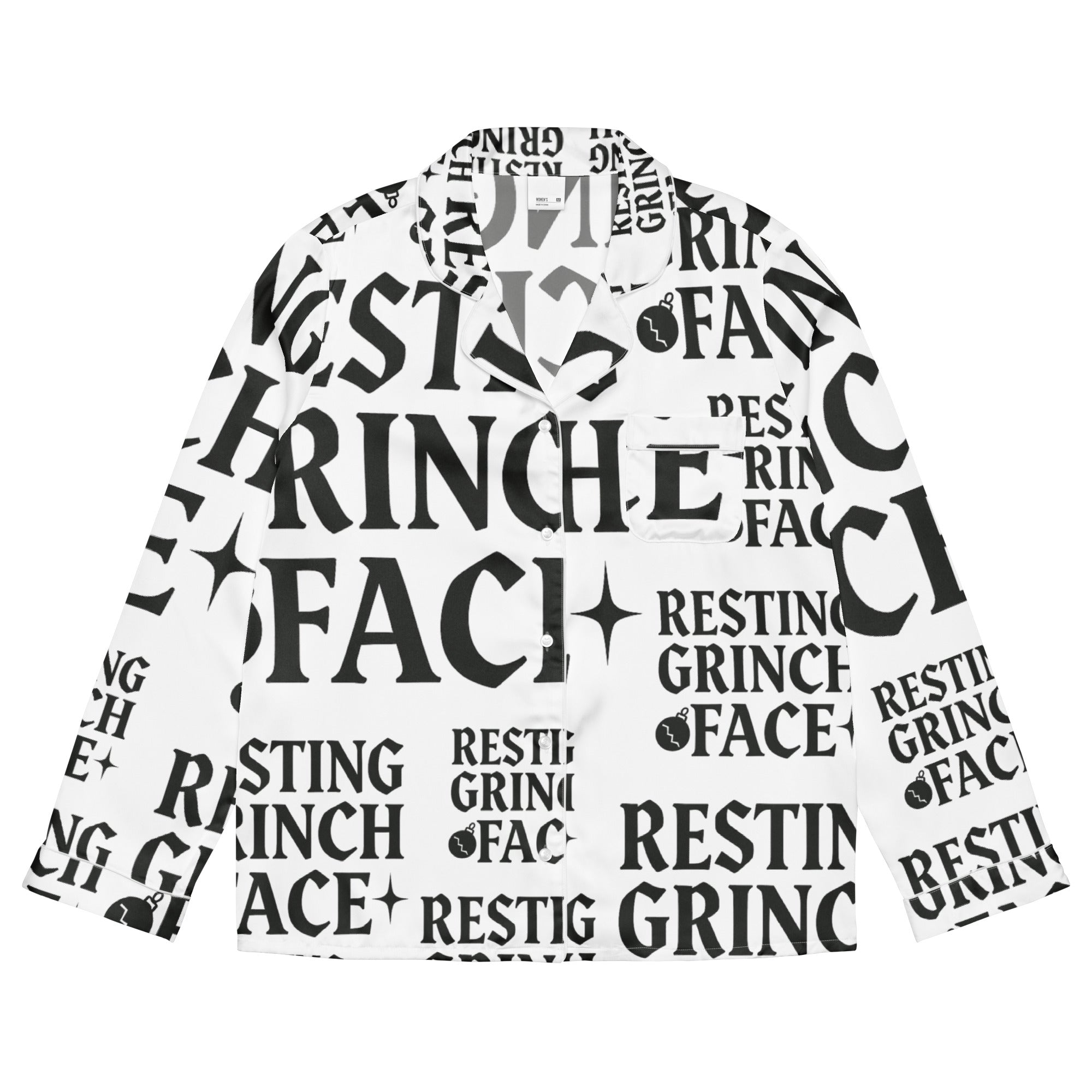 Resting Grinch Face Goth Anti-Christmas / Bah Humbug Long Sleeve Pajama Top | – RB Designa Co