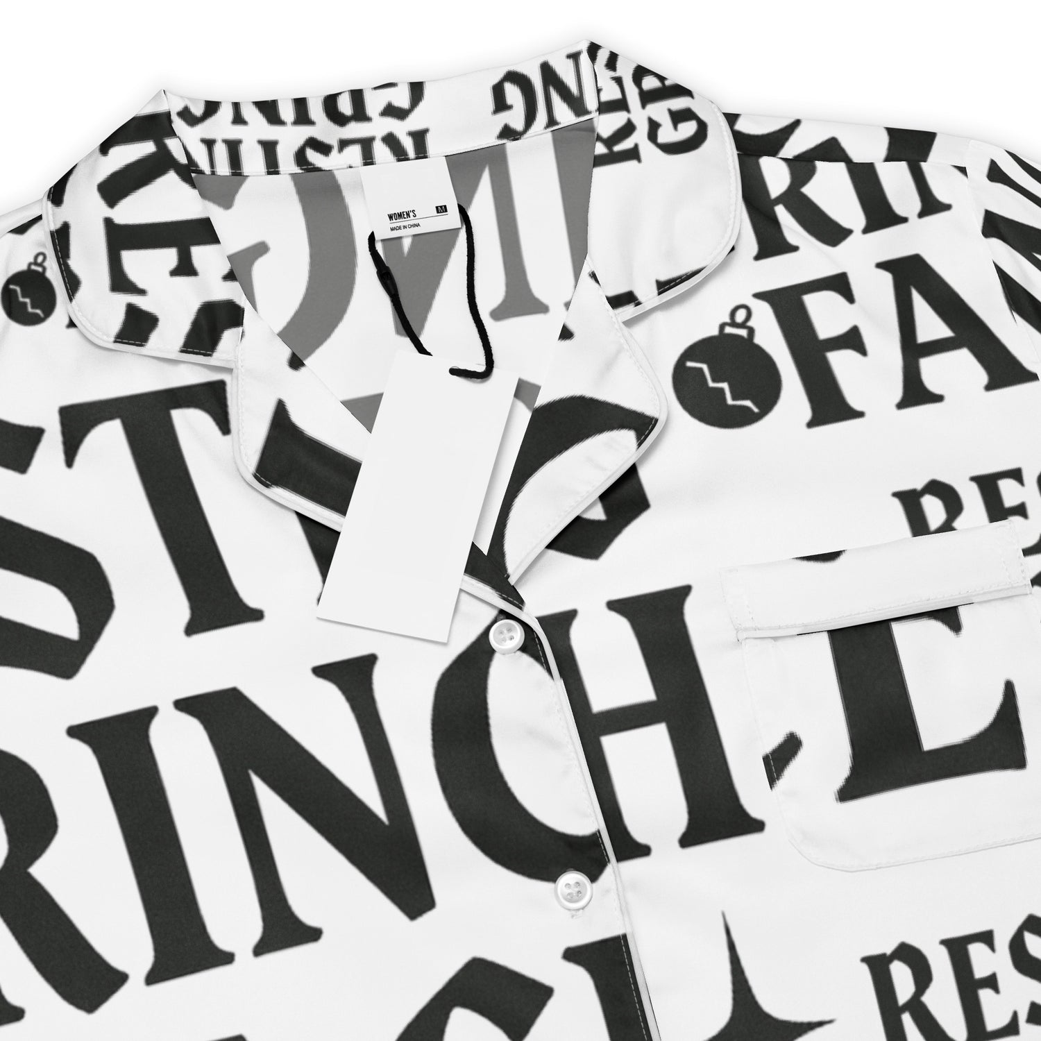 Resting Grinch Face Goth Anti-Christmas / Bah Humbug Long Sleeve Pajama Top | – RB Designa Co